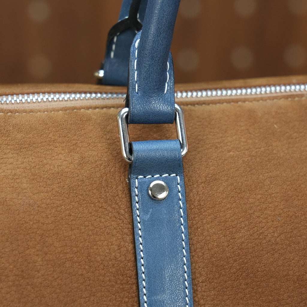 Caramel Sand Full Grain/ Azure Blue Duffel 47 Silver