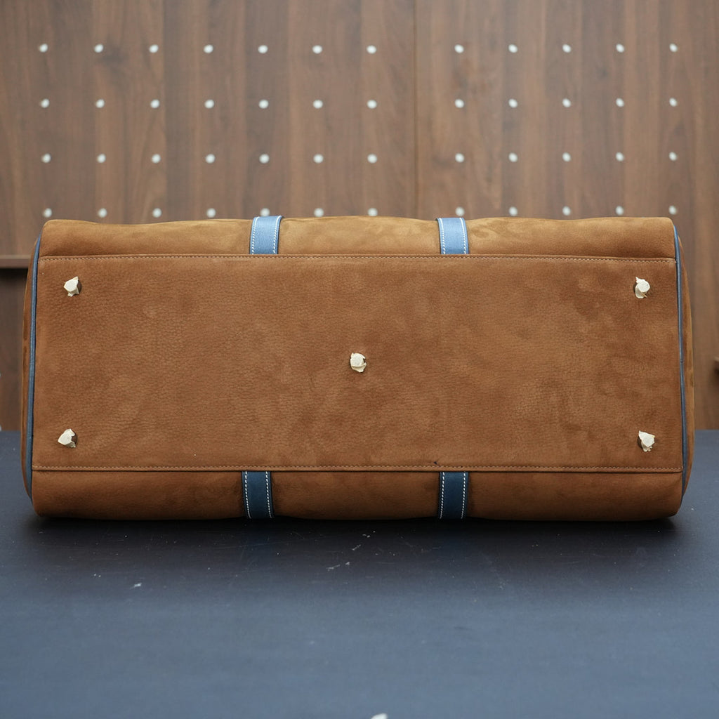 Caramel Sand Full Grain/ Azure Blue Duffel 47 Silver