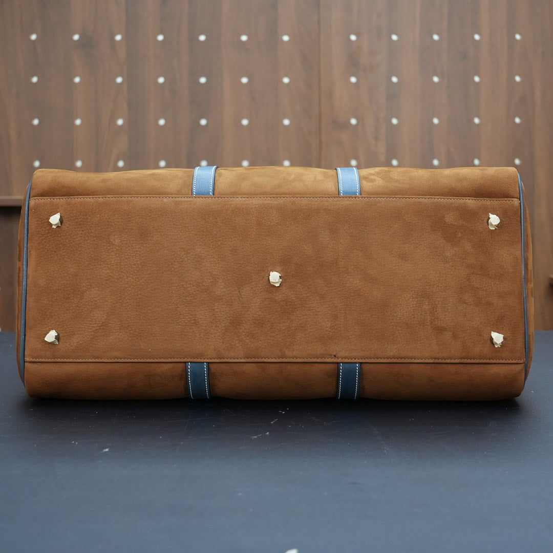 Caramel Sand Full Grain/ Azure Blue Duffel 47 Silver