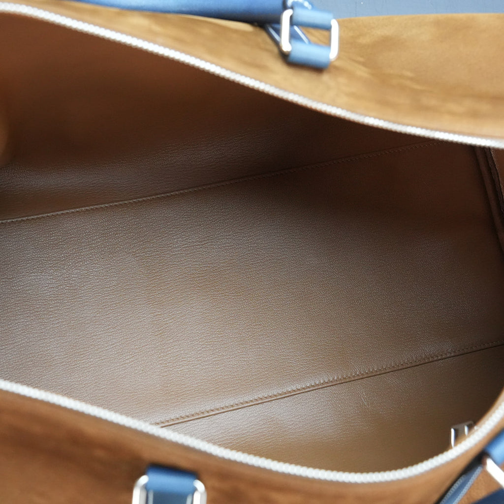 Caramel Sand Full Grain/ Azure Blue Duffel 47 Silver